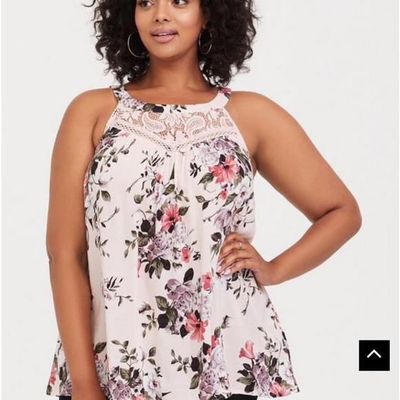 Challis Lace Trim Goddess Neck Tank Torrid Size 5 - Picture 7 of 8